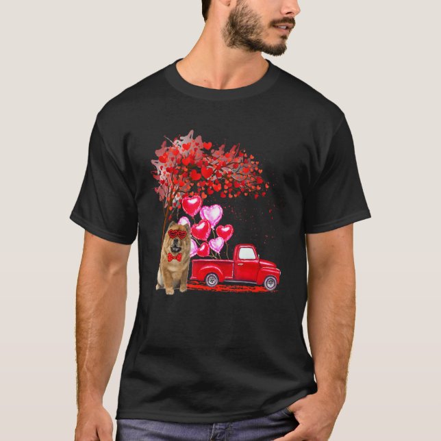 Camiseta Chow Chow Sunglass Coração Pickup Truck Cou (Frente)