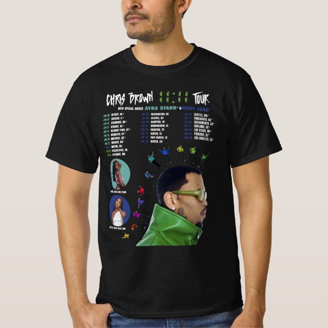 Camiseta Chris 1111 Tour 2024 T-shirt Brown 2024 (Frente)