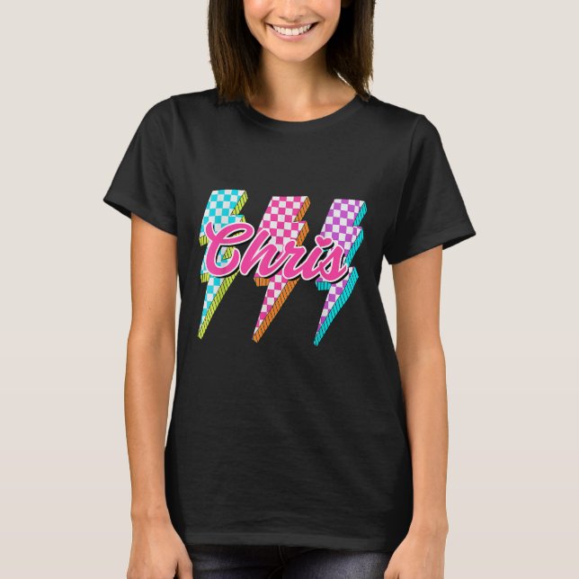 Camiseta Chris Groovy Raio Xadrez Eu Amo Meme  (Frente)