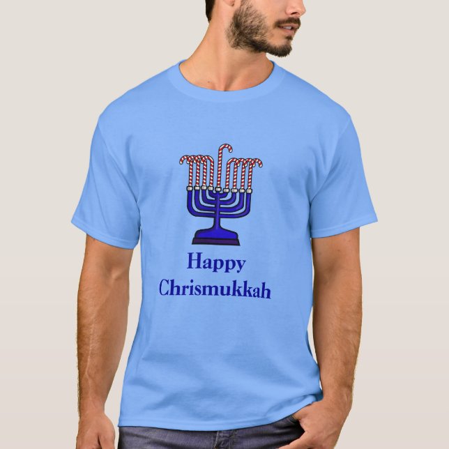 Camiseta Chrismukkah Candy Cane Menorah (Frente)
