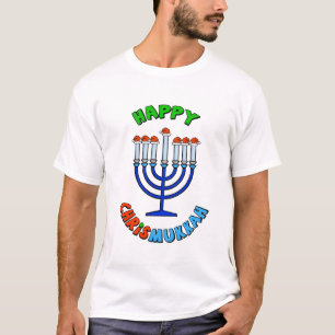 Camiseta Chrismukkah Santa Hat Menorah T-Shirt