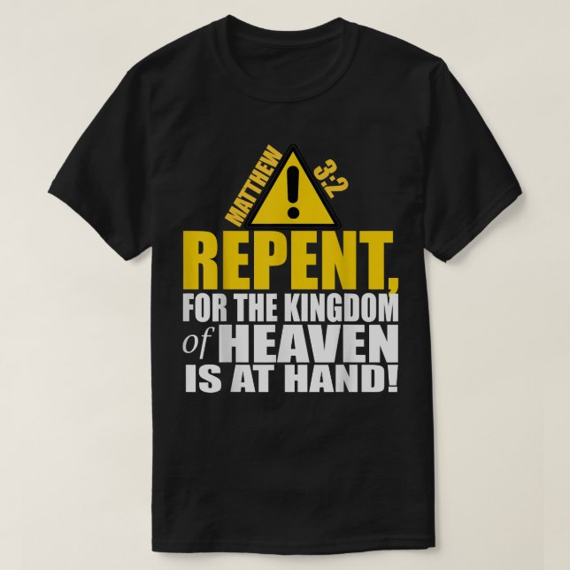 Camiseta Christerest Repent Matthew 32 Salvação Cristã  (Frente do Design)