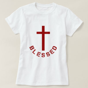 Camiseta Christian abençoado Cruz Vermelha e Design de text