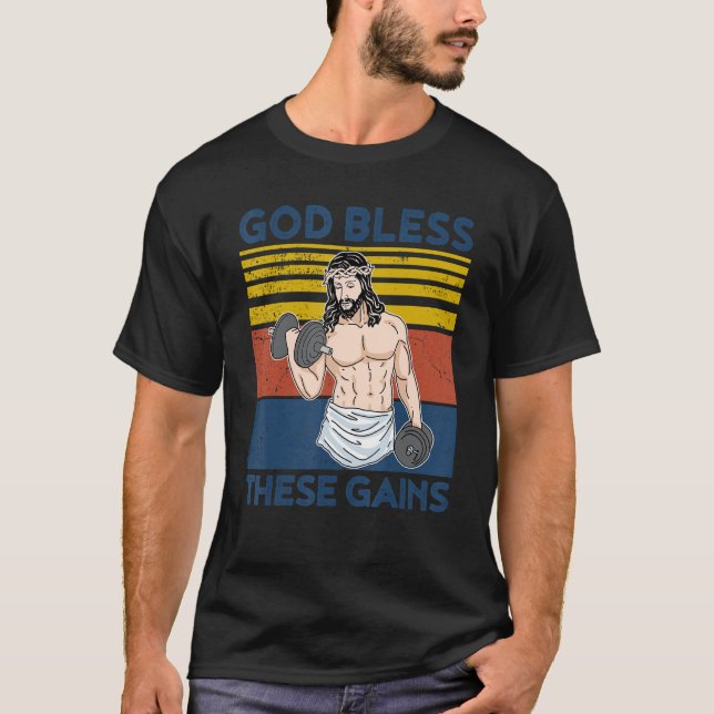 Camiseta Christian Athlete Roupa Gym Deus abençoe Estes Gan (Frente)