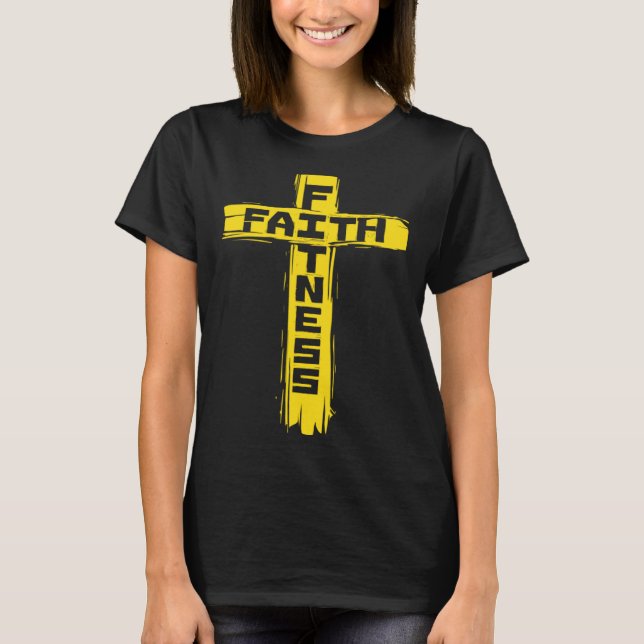 Camiseta Christian Athletes  Faith & Fitness  Jesus Cross (Frente)