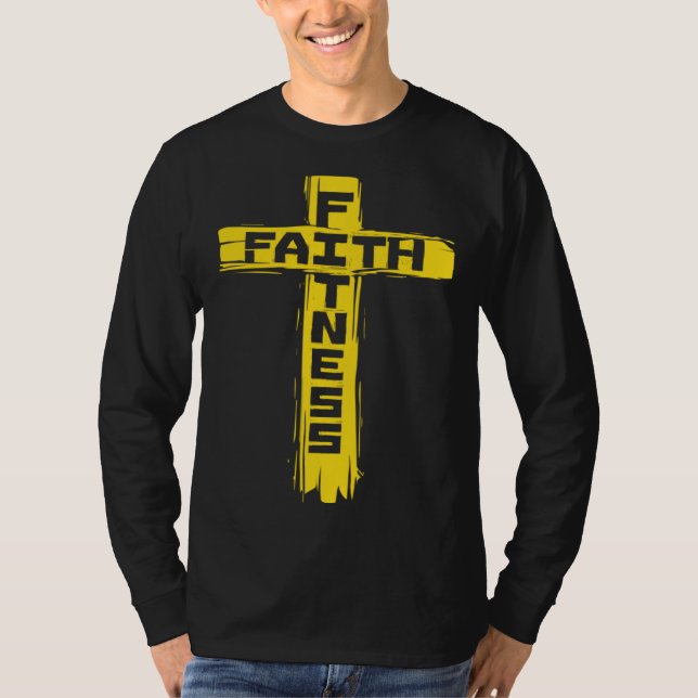 Camiseta Christian Athletes  Faith & Fitness  Jesus Cross (Frente)