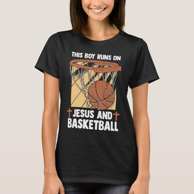 Camiseta Christian Baller This Boy Runs On Jesus And Basket (Frente)