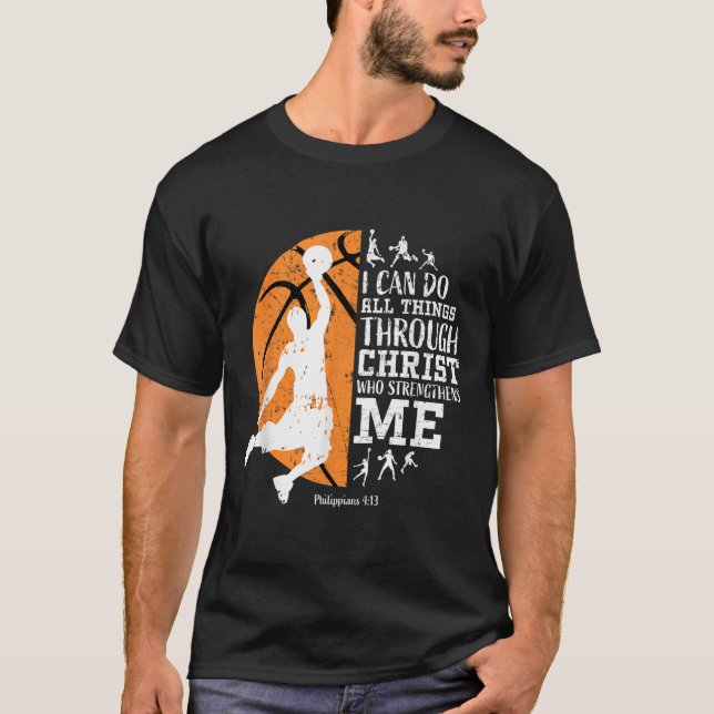 Camiseta Christian Basketball I Can Do All Things Through C (Frente)