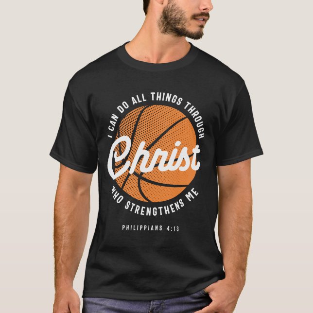 Camiseta Christian Basketball Religious Philippians 4:13 (Frente)