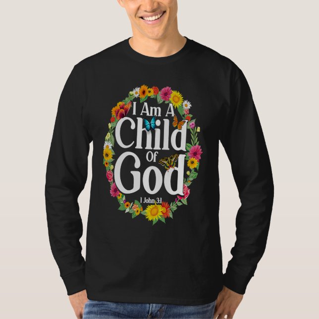 Camiseta Christian Bible Verse 1 John 31 Flower Butterfly   (Frente)