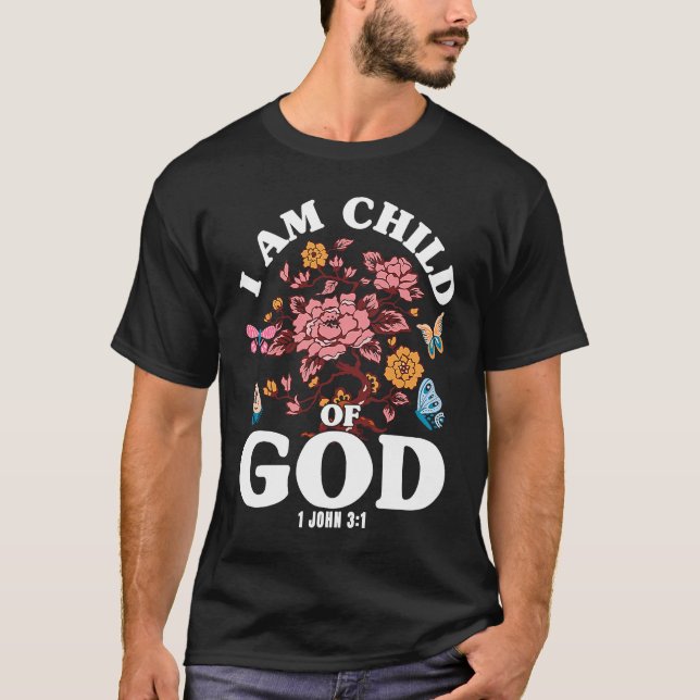 Camiseta Christian Bible Verse 1 John 31 Flower Butterfly (Frente)
