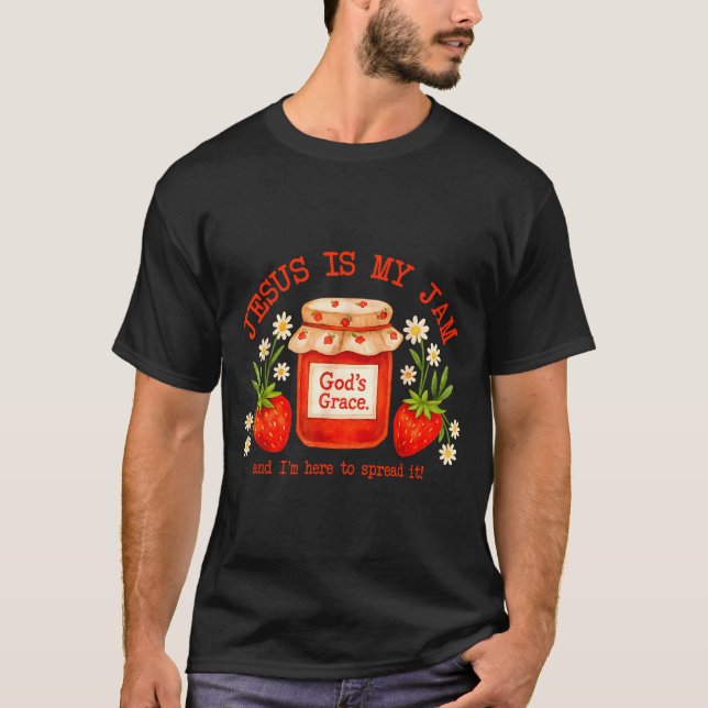 Camiseta Christian Bible Verse Faith Strawberry Jesus Is My (Frente)