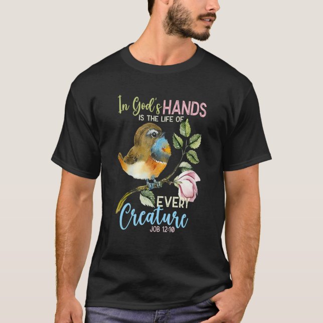 Camiseta Christian Bible Verse Job 1210 Cute Song Bird Bird (Frente)
