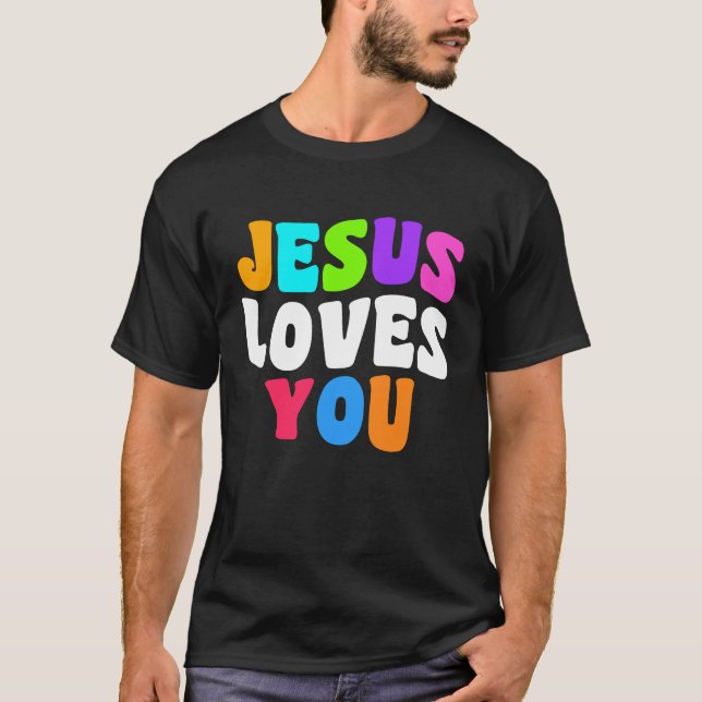 Camiseta Christian  bible verse scriptures Jesus Loves You (Frente)