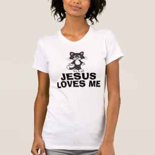 Camiseta Christian Cat T-shirts, JESUS AMA-ME Kitten