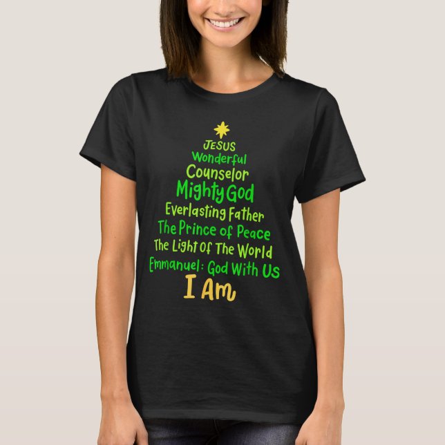 Camiseta Christian Christmas Jesus Bible Names Xmas Tree Sh (Frente)