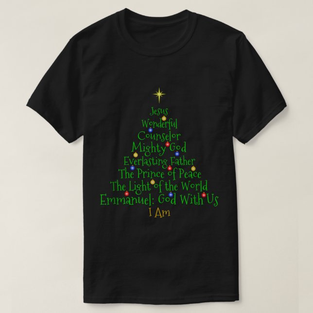 Camiseta Christian Christmas Shirts Bible Names of Jesus Tr (Frente do Design)