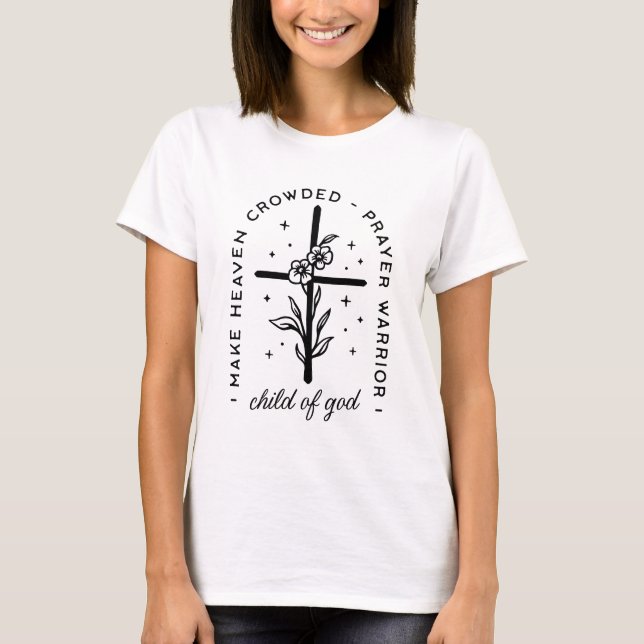 Camiseta Christian cita criança de deus cruz floral (Frente)