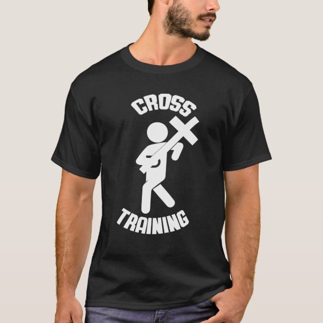 Camiseta Christian Cross Treinando Páscoa Engraçada (Frente)