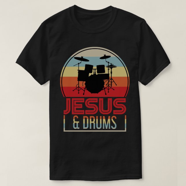 Camiseta Christian Drummer Gift Drums Música Cristo Jesus (Frente do Design)