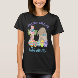 Camiseta Christian Easter Bunny & Floral Cross Religião Pu