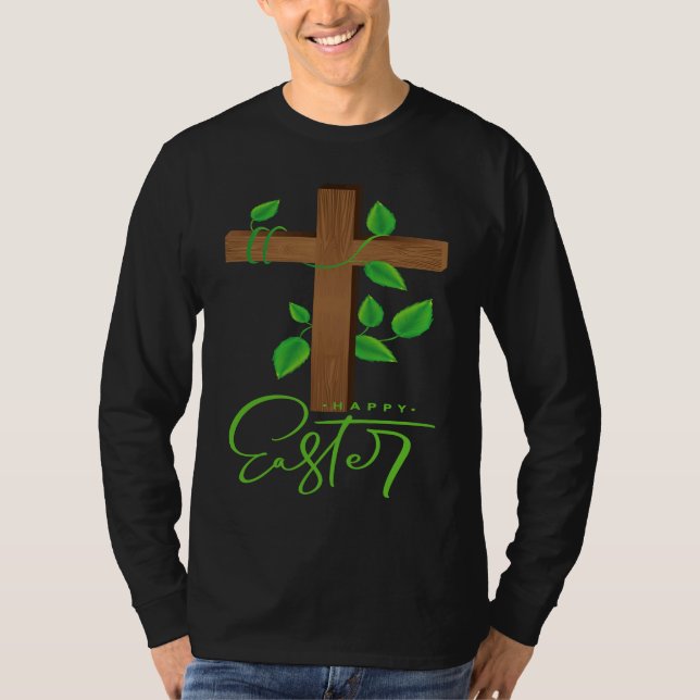 Camiseta Christian Easter  for men women HAPPY EASTER CROSS (Frente)