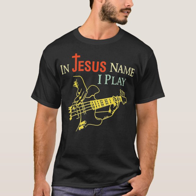 Camiseta Christian Em Nome De Jesus Eu Toco Violão (Frente)