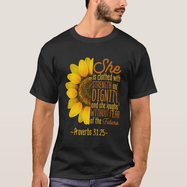 Camiseta Christian Faith ama Escritura de Girassol Religião (Frente)