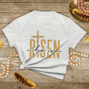 Camiseta Christian Faith Cross Ele é Risen