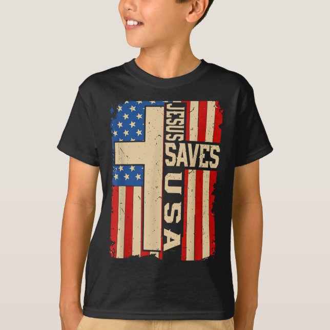 Camiseta Christian Faith Jesus Save Usa Patriotic American  (Frente)