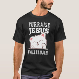 Camiseta Christian Faith Purrise Jesus Aleluia Gato Bonito