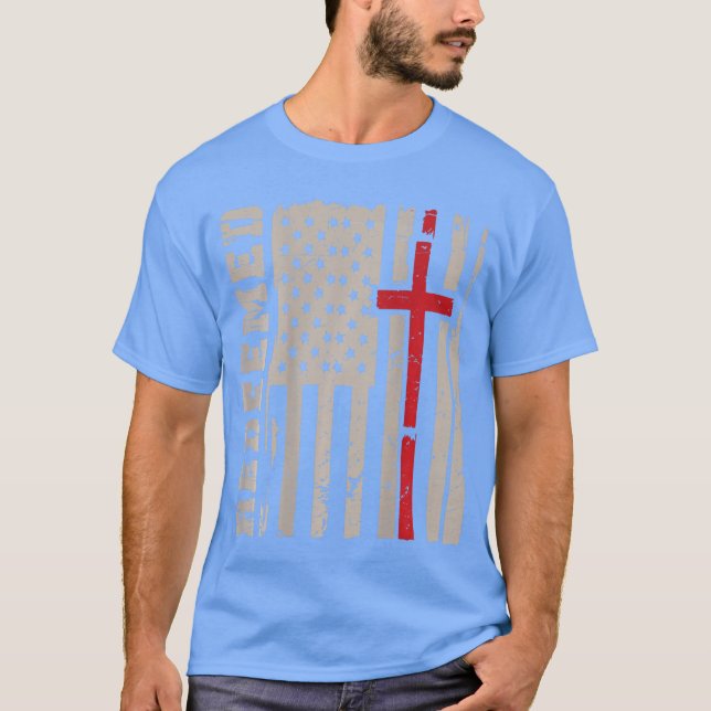 Camiseta Christian Faith Redeemed Mens Cross God On Back ee (Frente)