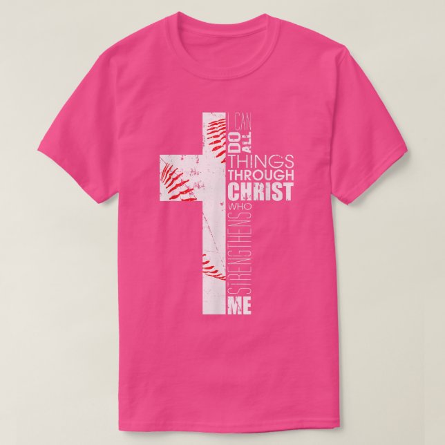 Camiseta Christian Gifts Boys Baseball Religious Verse Cros (Frente do Design)