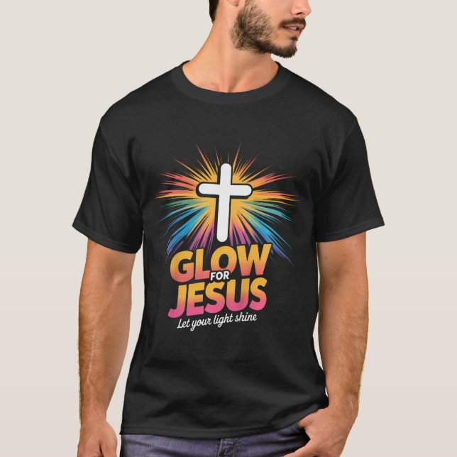 Camiseta Christian Glow For Jesus Let Your Light Shine Fait (Frente)