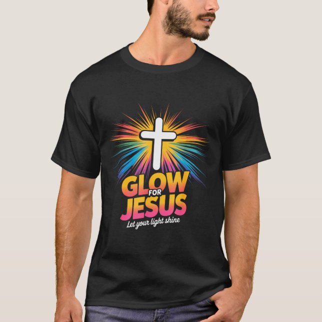 Camiseta Christian Glow For Jesus Let Your Light Shine Fait (Frente)