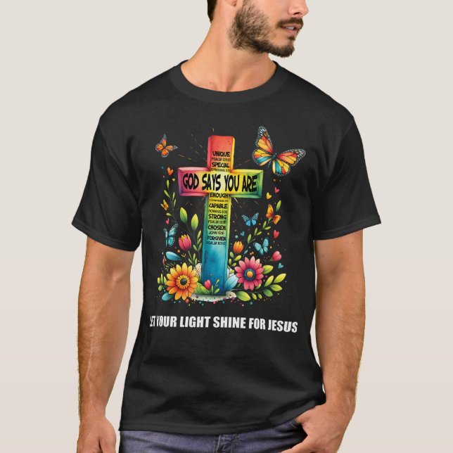 Camiseta Christian Glow Por Jesus Deixe Sua Luz Enfeitiçar (Frente)
