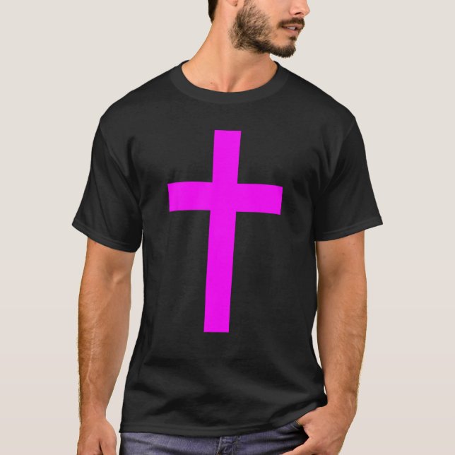 Camiseta Christian God Jesus Cross Magenta (Frente)