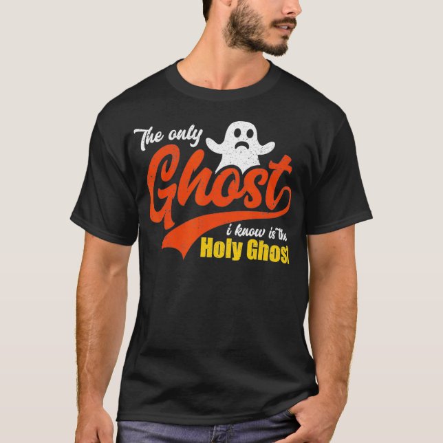 Camiseta Christian Halloween O Único Fantasma Que Sei É O H (Frente)