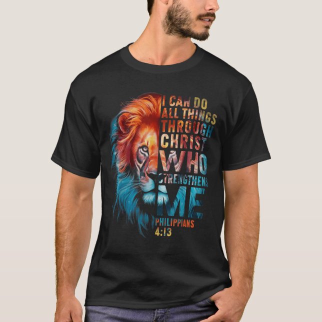 Camiseta Christian I Can Do All Thing Through Christ Lion F (Frente)