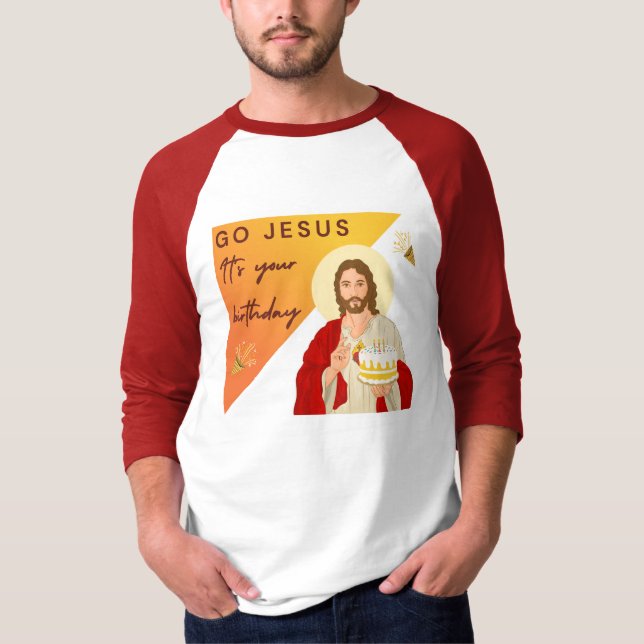 Camiseta Christian Jesus Birthday Natal Raglan (Frente)