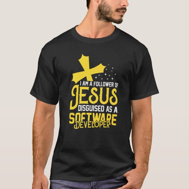 Camiseta Christian Jesus Follower Software Developer Premiu (Frente)