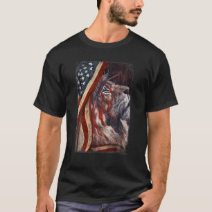 Camiseta Christian Jesus Leão De Judah American Flag Patrio