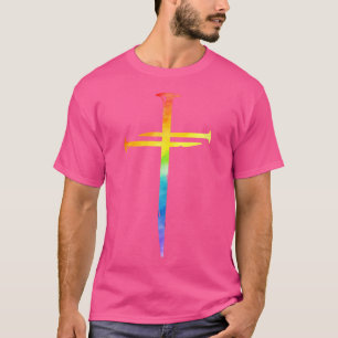 Camiseta Christian Jesus Nail Cruz Bíblia Arco-Íris Religiã