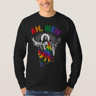 Camiseta Christian Lgbt Orgulho gay Jesus Rainbow Ah Men