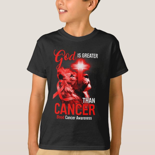 Camiseta Christian Lion Cross God É Maior Que Cancer Re (Frente)
