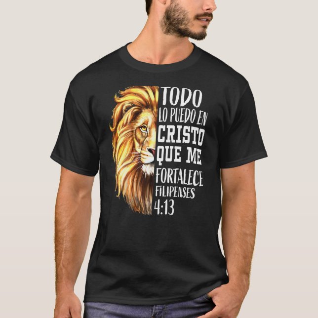 Camiseta Christian Men Espanhol Lion Judah Graphic On Back  (Frente)