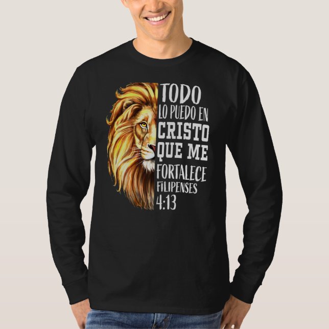 Camiseta Christian Men Espanhol Lion Judah Graphic On Back  (Frente)