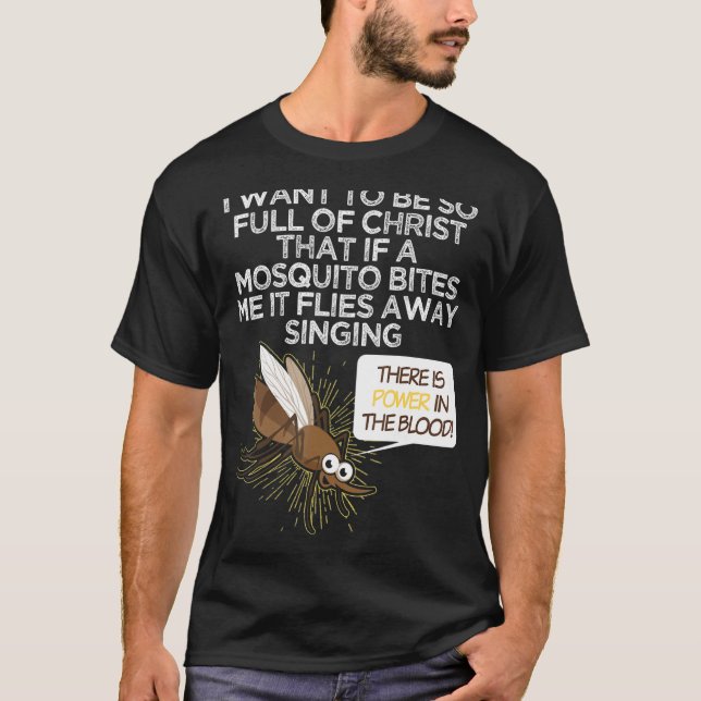 Camiseta Christian Mosquito Gag Piadas Religiosas Cristão (Frente)