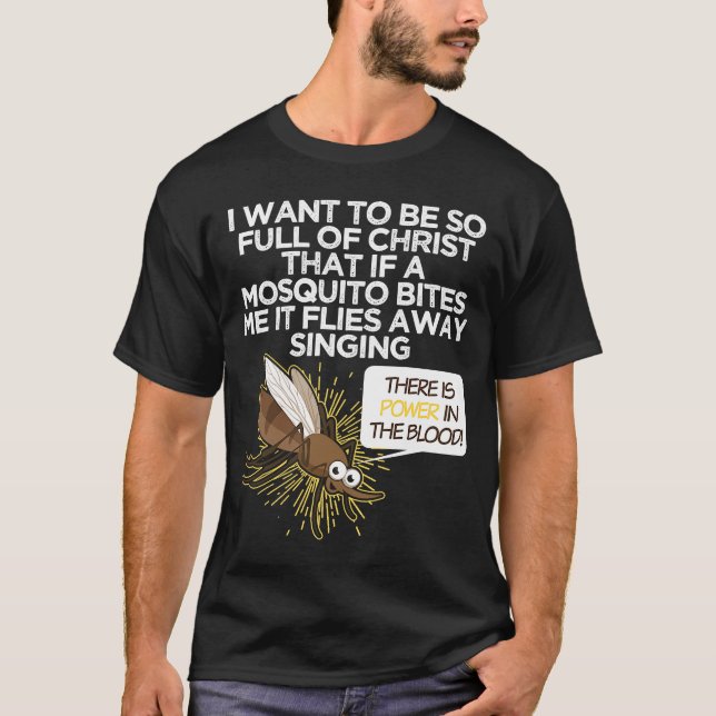 Camiseta Christian Mosquito Gag Piadas Religiosas Cristão (Frente)