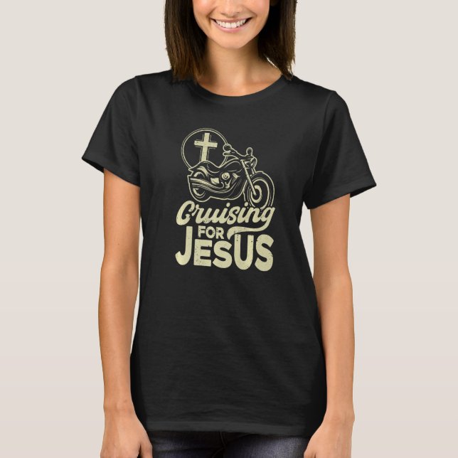 Camiseta Christian Motorcycle Biker Cruzando Por Jesus Fait (Frente)